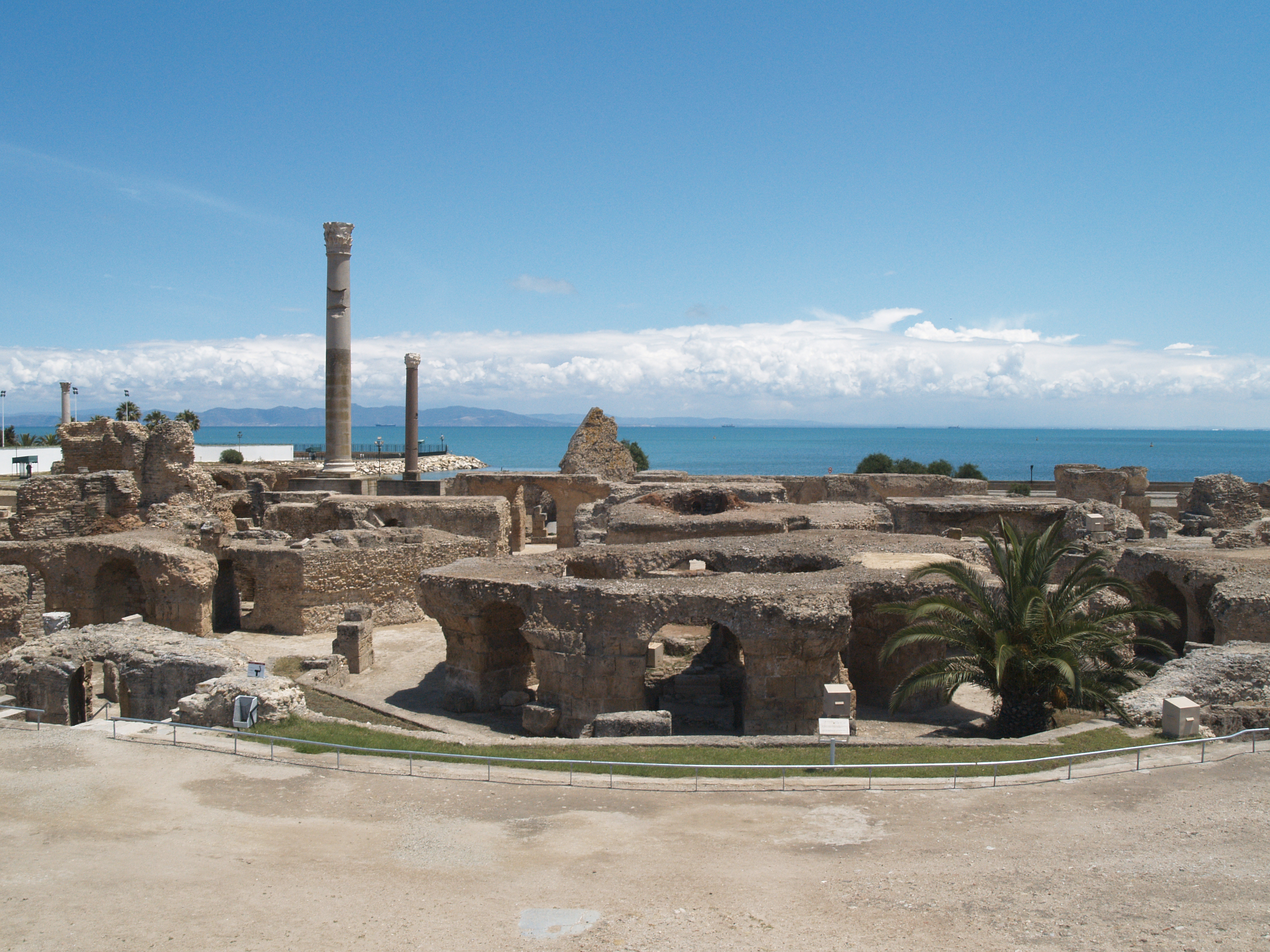 Exposed Antonine Baths at Carthage overlooking the Mediterranean, photographed in 2007.